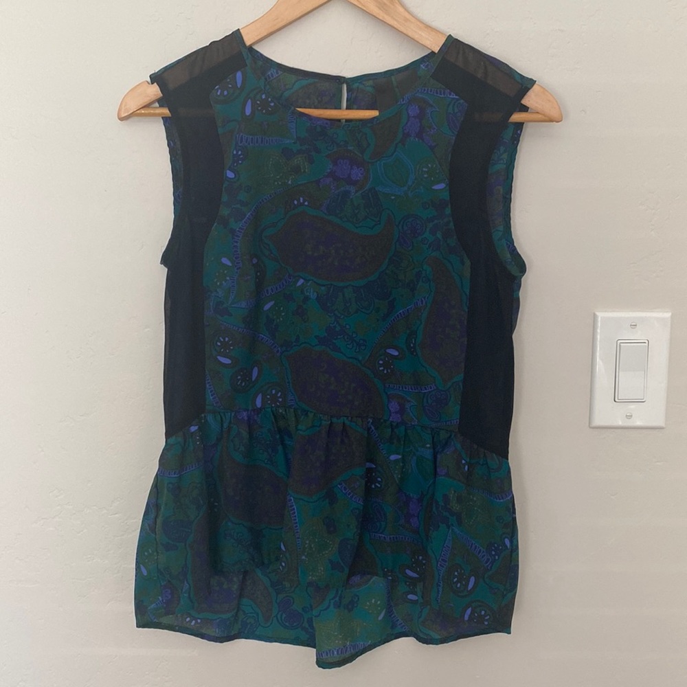 Paisley dressy sheer tank top size small